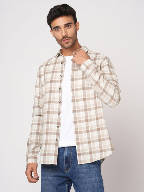 CAMEL CHECKERED COTTON SHIRT-Shirt - 251133615