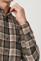 CAMEL DOBBY PLAID COTTON SHIRT-Shirt - 251033425