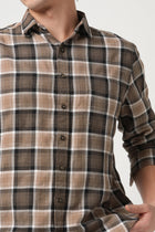 CAMEL DOBBY PLAID COTTON SHIRT-Shirt - 251033425