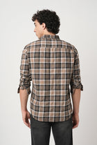 CAMEL DOBBY PLAID COTTON SHIRT-Shirt - 251033425