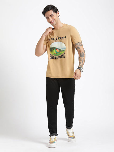 Camel Printed Cotton T-Shirt - T-Shirt - 231131057