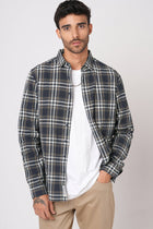 CHARCOAL CHECKERED TAILORED FIT SHIRT-Shirt - 251133680