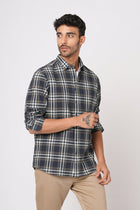 CHARCOAL CHECKERED TAILORED FIT SHIRT-Shirt - 251133680