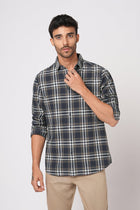 CHARCOAL CHECKERED TAILORED FIT SHIRT-Shirt - 251133680