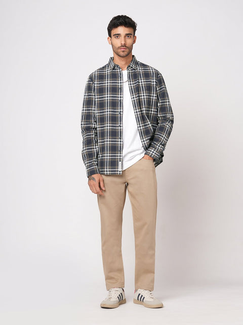 CHARCOAL CHECKERED TAILORED FIT SHIRT-Shirt - 251133680