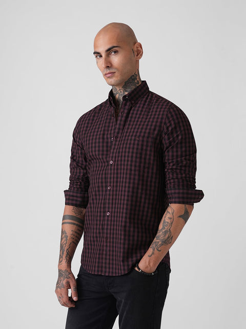 CHECKERED COTTON TAILORED FULL SLEEVE SHIRT-Shirt - 260134576