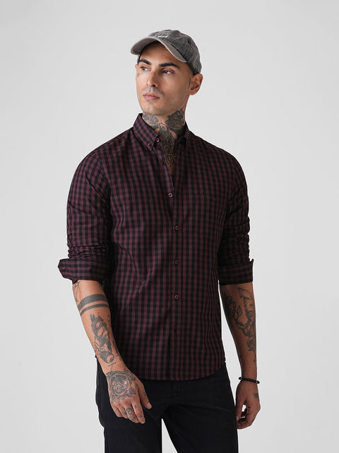 CHECKERED COTTON TAILORED FULL SLEEVE SHIRT-Shirt - 260134576