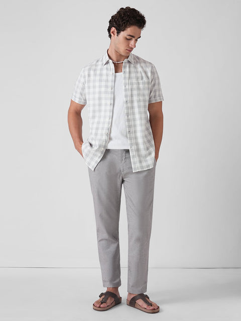 CHECKERED TWILL HALF SLEEVE SHIRT-Shirt - 260235260