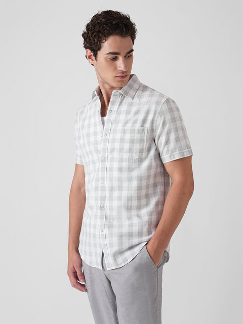 CHECKERED TWILL HALF SLEEVE SHIRT-Shirt - 260235260