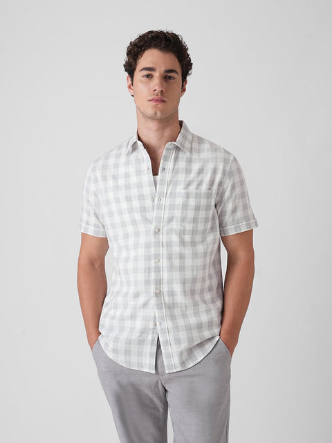 CHECKERED TWILL HALF SLEEVE SHIRT-Shirt - 260235260