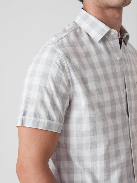CHECKERED TWILL HALF SLEEVE SHIRT-Shirt - 260235260
