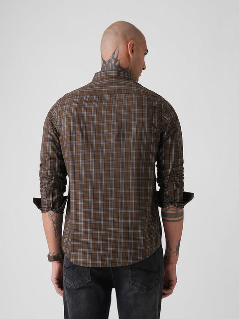CHECKERED TWILL TAILORED FULL SLEEVE SHIRT-Shirt - 260134651