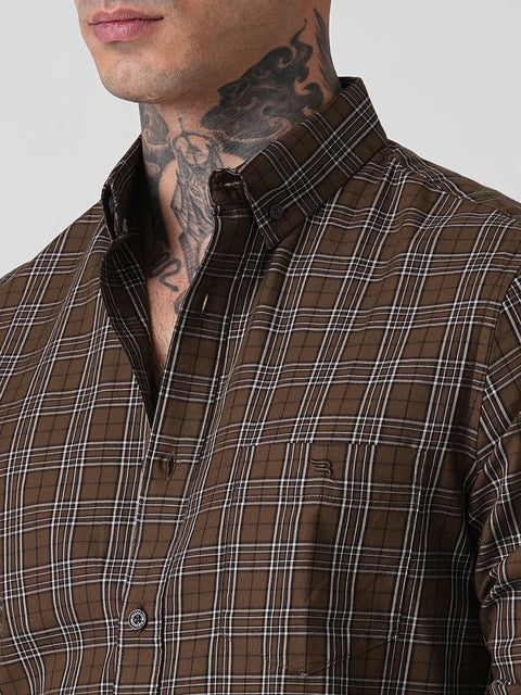 CHECKERED TWILL TAILORED FULL SLEEVE SHIRT-Shirt - 260134651