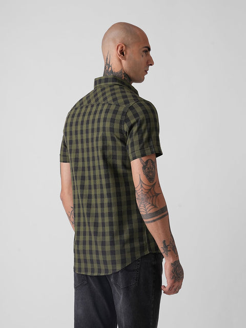 CHECKERED TWILL TAILORED HALF SLEEVE SHIRT-Shirt - 260235245