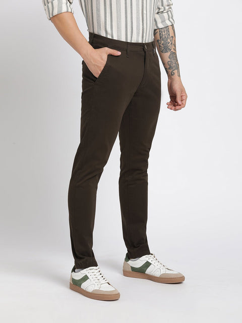 Coffee Ankle Fit Cotton Trouser - Trousers - 240540166