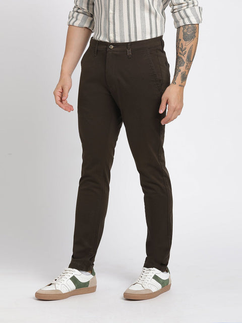 Coffee Ankle Fit Cotton Trouser - Trousers - 240540166