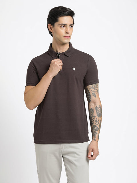 Coffee Polo Cotton T-Shirt - T-Shirt - 231231255