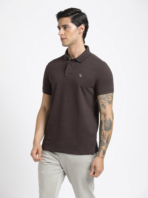 Coffee Polo Cotton T-Shirt - T-Shirt - 231231255