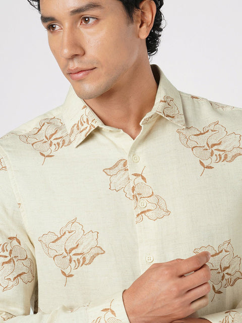 CREAM FLORAL PRINTED SHIRT-Shirt - 260134550