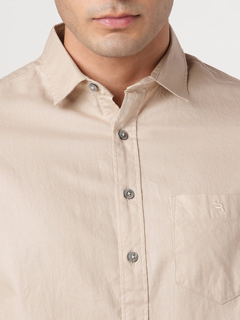 CREAM PLAIN DOBBY SHIRT-Shirt - 260134320