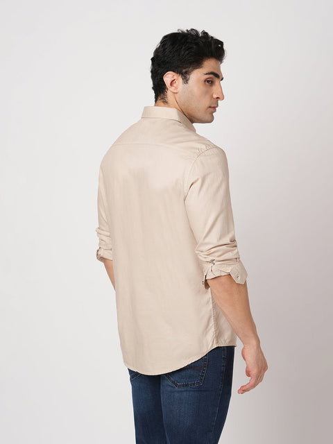 CREAM PLAIN DOBBY SHIRT-Shirt - 260134320