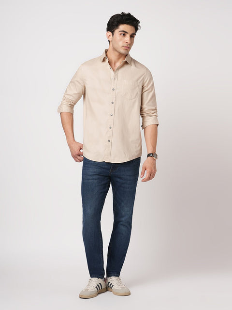 CREAM PLAIN DOBBY SHIRT-Shirt - 260134320