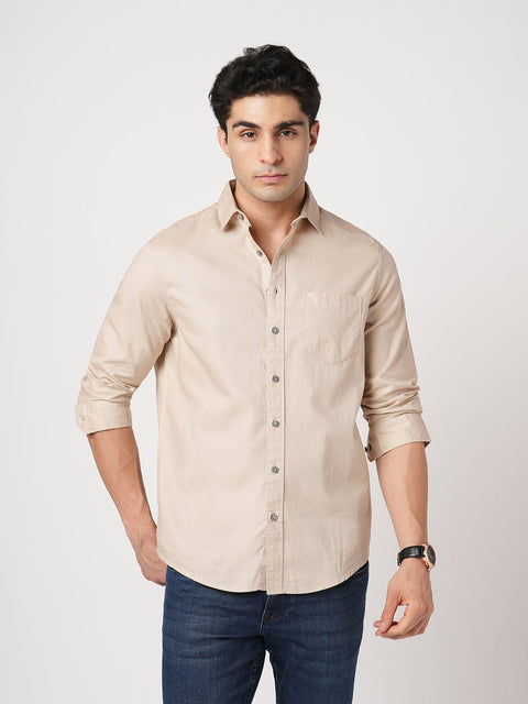 CREAM PLAIN DOBBY SHIRT-Shirt - 260134320