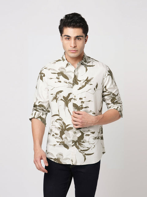 CREAM PRINTED COTTON SHIRT-Shirt - 241129668