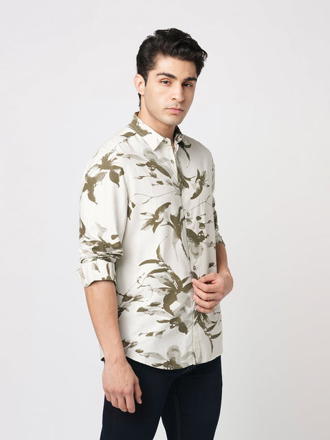 CREAM PRINTED COTTON SHIRT-Shirt - 241129668