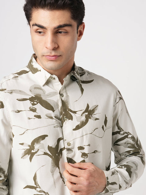CREAM PRINTED COTTON SHIRT-Shirt - 241129668