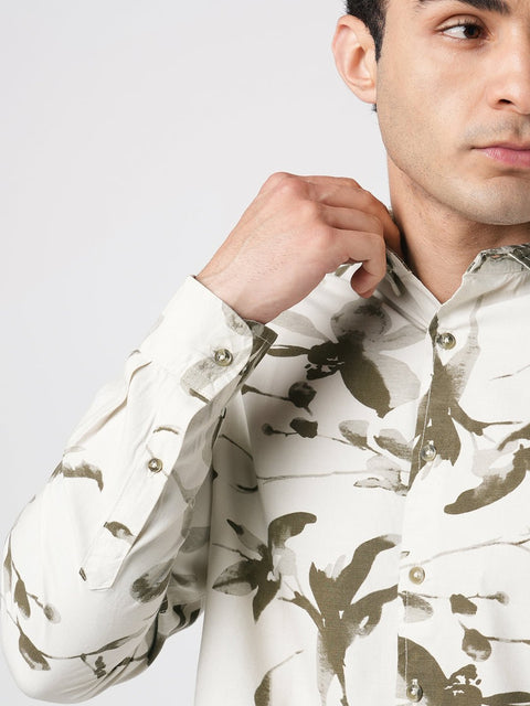 CREAM PRINTED COTTON SHIRT-Shirt - 241129668