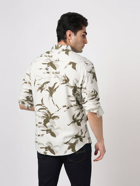 CREAM PRINTED COTTON SHIRT-Shirt - 241129668