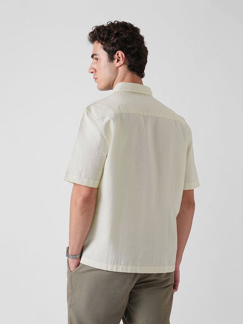 CREAM RELAXED FIT HALF SLEEVE SHIRT-Shirt - 260235095
