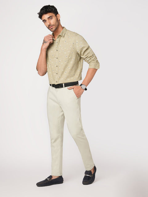 CREAM SLIM FIT PLAIN TROUSER - Trousers - 251141547