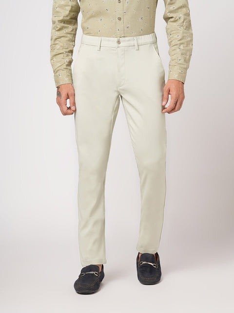 CREAM SLIM FIT PLAIN TROUSER - Trousers - 251141547