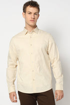 Cream Solid Tailored Fit Shirt - Shirts - 250731637