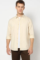 Cream Solid Tailored Fit Shirt - Shirts - 250731637