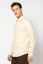 Cream Solid Tailored Fit Shirt - Shirts - 250731637
