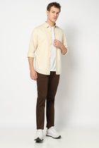 Cream Solid Tailored Fit Shirt - Shirts - 250731637