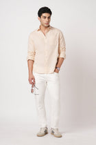 CREAM TAILORED FIT COTTON SHIRT-Shirt - 260134415