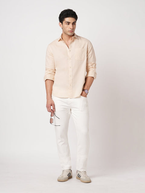 CREAM TAILORED FIT COTTON SHIRT-Shirt - 260134415