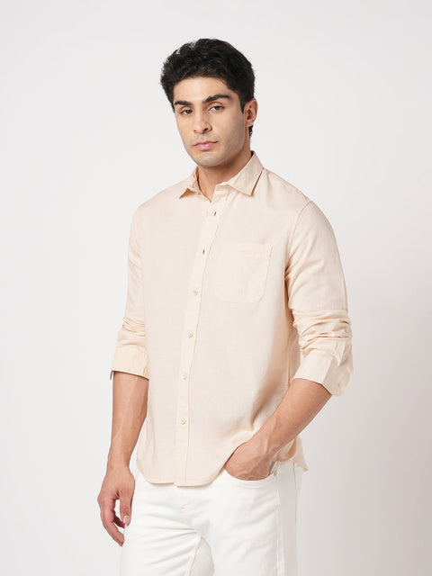 CREAM TAILORED FIT COTTON SHIRT-Shirt - 260134415