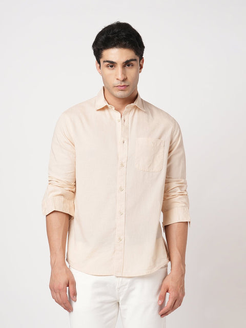 CREAM TAILORED FIT COTTON SHIRT-Shirt - 260134415