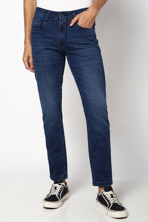 Dark Blue Ankle Fit Jeans - Jeans - 241110355