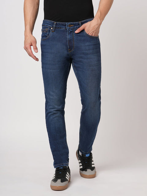 DARK BLUE ANKLE FIT KNITTED DENIM - Jeans - 251010782