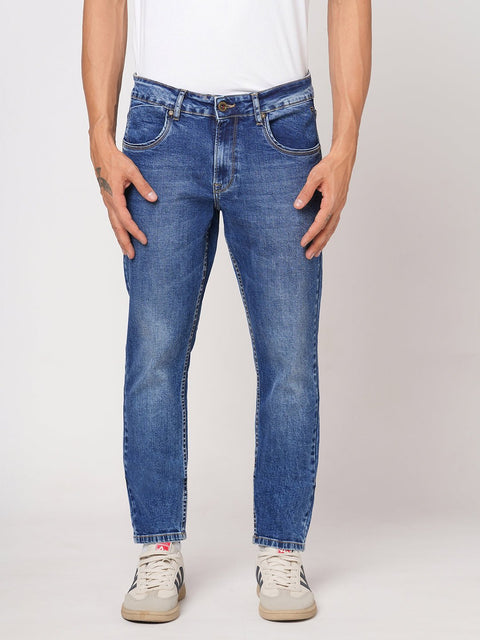 DARK BLUE ANKLE FIT TWILL MENS DENIM - Jeans - 260111050