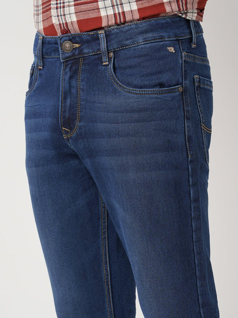 DARK BLUE ANKLE KNITTED JEANS - Jeans - 250910663