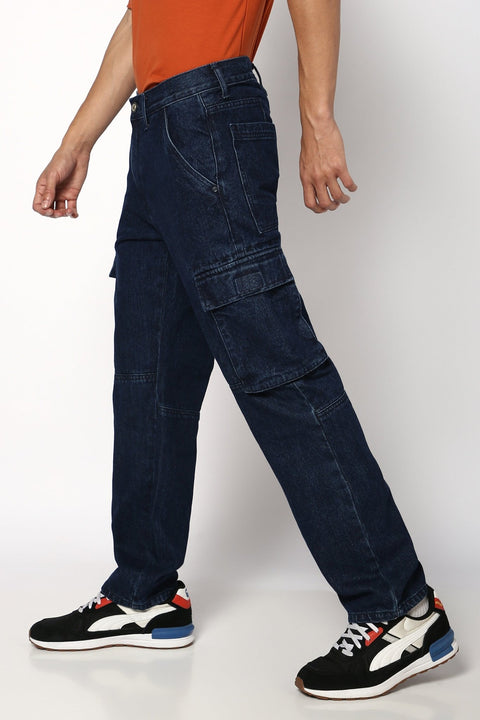 Dark Blue Cargo Jeans - Jeans - 241010165