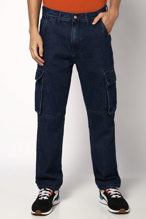 Dark Blue Cargo Jeans - Jeans - 241010165