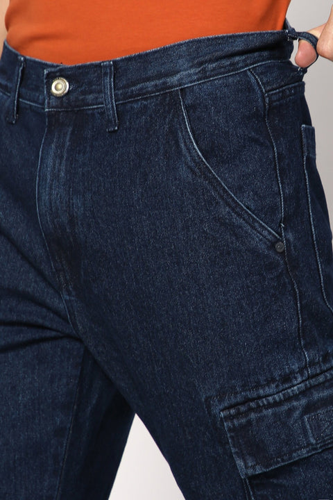 Dark Blue Cargo Jeans - Jeans - 241010165